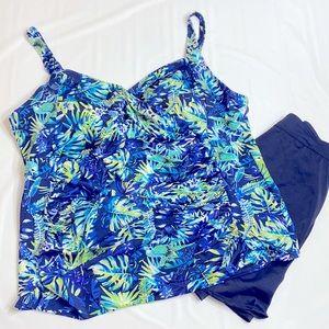 JINXUEER Plus Size 26W Tankini Skort Set 2 Piece